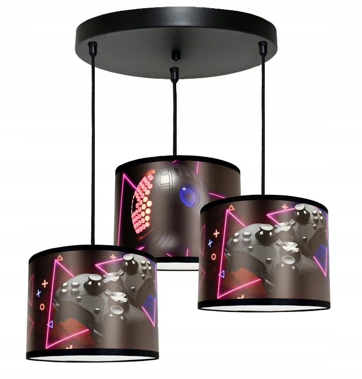 Bez Marki ŻYRANDOL LAMPA SUFITOWA DO POKOJU DZIECIĘCEGO WISZĄCA GAMING ABAŻUR LAMPY