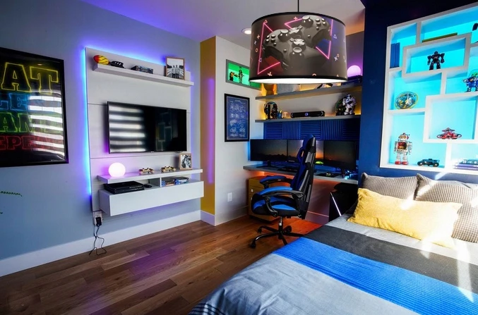 Bez Marki ŻYRANDOL LAMPA SUFITOWA DO POKOJU DZIECIĘCEGO WISZĄCA GAMING ABAŻUR LAMPY