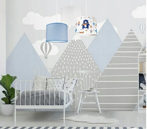 Bez Marki Żyrandol lampa sufitowa plafon ABAŻUR żyrandole balta mėlyna lampy loft