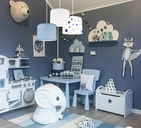 Bez Marki Żyrandol lampa sufitowa plafon ABAŻUR żyrandole balta mėlyna lampy loft
