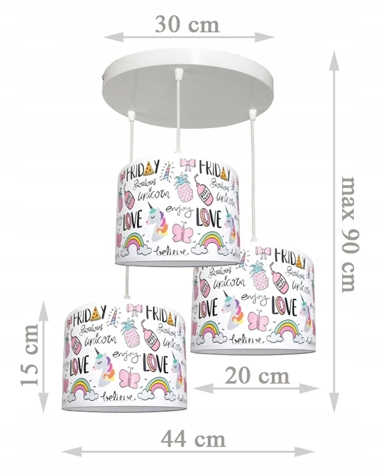 Bez Marki Żyrandol lampa sufitowa wisząca abażur UNICORN 3 dla dziecka lampy sufitowe