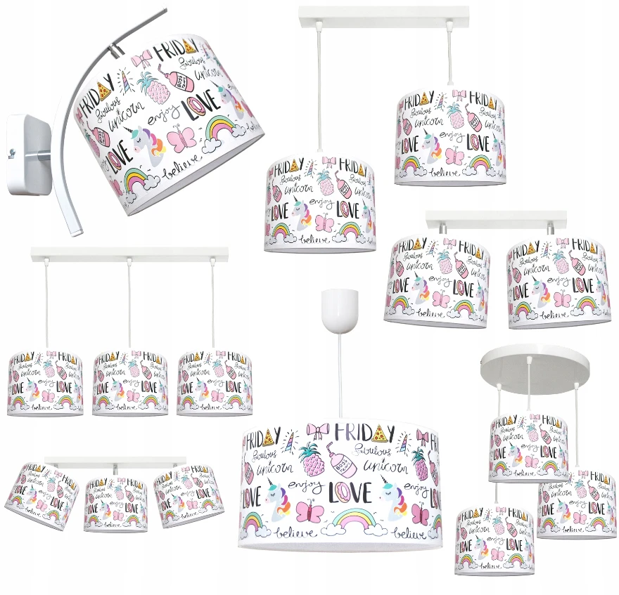 Bez Marki Żyrandol lampa sufitowa wisząca abażur UNICORN 3 dla dziecka lampy sufitowe