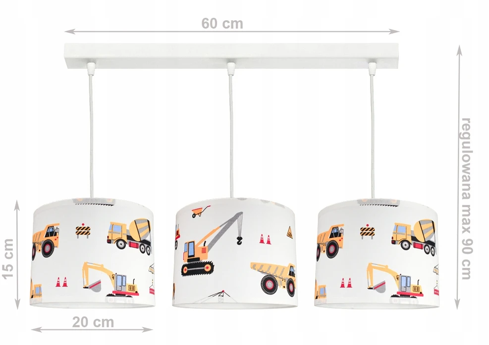 Bez Marki Żyrandol lampa sufitowa wisząca dla dziecka abażur KOPARKI 3 led nowoczesna
