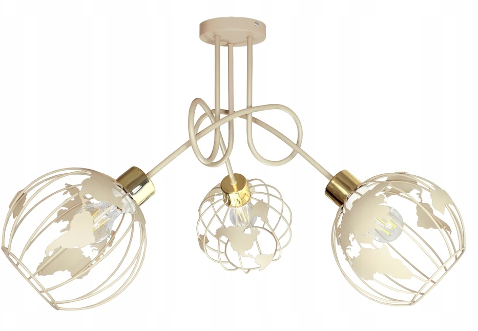 Bez Marki Żyrandol lampa sufitowa wisząca EDISON GLOBUS 3 beż loft lampy sufitowe led
