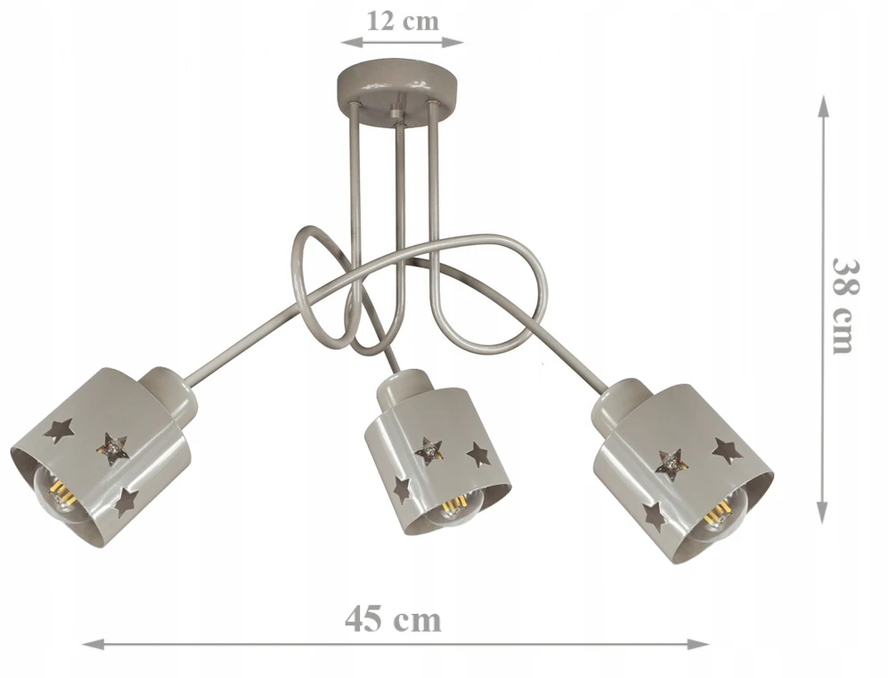 Bez Marki ŻYRANDOL LAMPA SUFITOWA WISZĄCA EDISON STARLET COLOR PILKA można LED