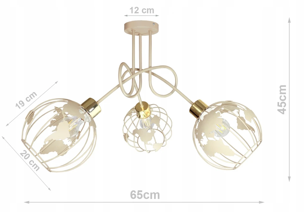 Bez Marki Żyrandol lampa sufitowa wisząca EDISON GLOBUS 3 beż loft lampy sufitowe led