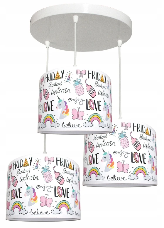 Bez Marki Żyrandol lampa sufitowa wisząca abażur UNICORN 3 dla dziecka lampy sufitowe