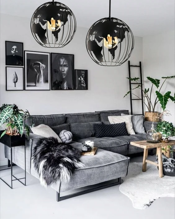 Bez Marki ŻYRANDOL LAMPA SUFITOWA WISZĄCA GLOBUS 3 JUODA LAMPY ŻYRANDOLE DO SALONU