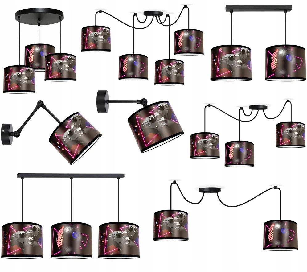 Bez Marki ŻYRANDOL LAMPA WISZĄCA SUFITOWA PAJĄK GAMING LAMPA DO POKOJU MŁODZIEŻOWEGO