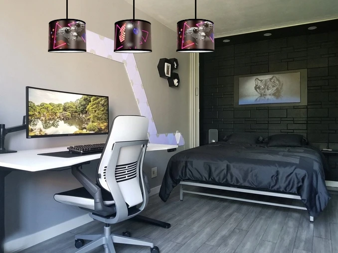 Bez Marki ŻYRANDOL LAMPA WISZĄCA SUFITOWA PAJĄK GAMING LAMPA DO POKOJU MŁODZIEŻOWEGO