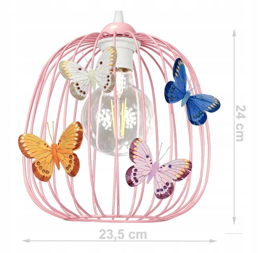 Bez Marki Żyrandol lampa wisząca sufitowa do pokoju dziecięcego MOTYLEK DRUM 2 rožinė