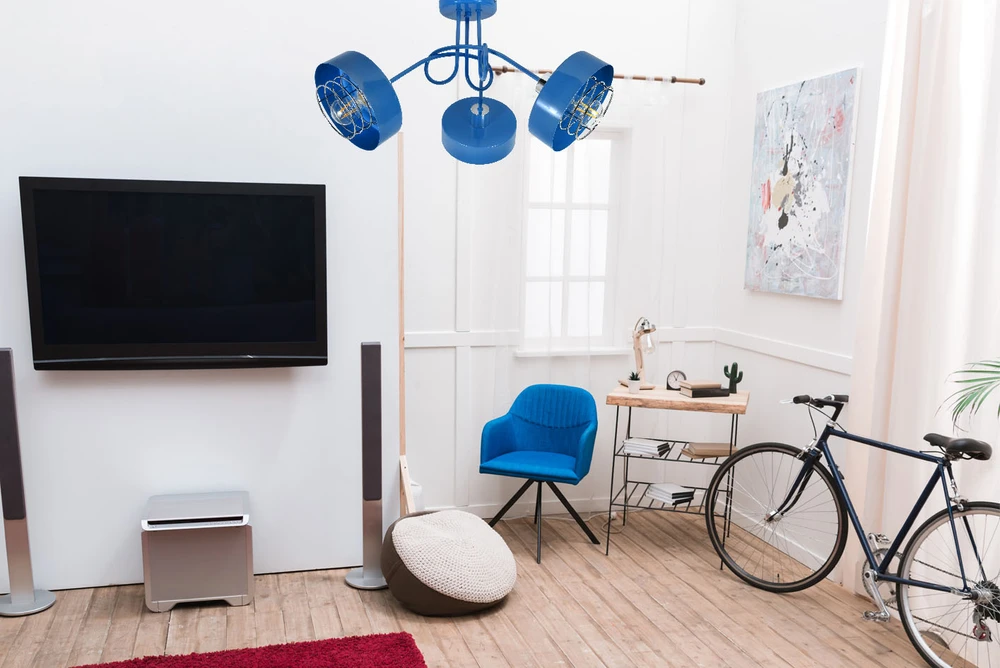 Bez Marki Żyrandol lampa wisząca sufitowa młodzieżowa mėlyna edison loft led