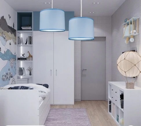 Bez Marki Żyrandol plafon lampa sufitowa ABAŻUR mėlyna balta lampy sufitowe loft