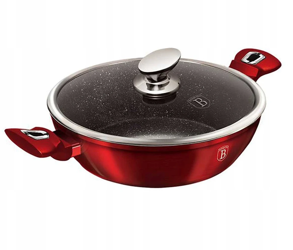 BH-1263N - Plokščias granitinis puodas 3,8 l 28 cm Berlinger Haus Burgundy Line