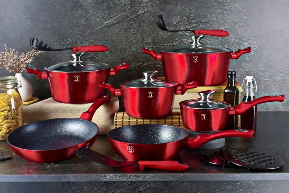BH-1264N - Žemas granitinis puodas 32 cm 4,9 l Berlinger Haus Burgundy Line