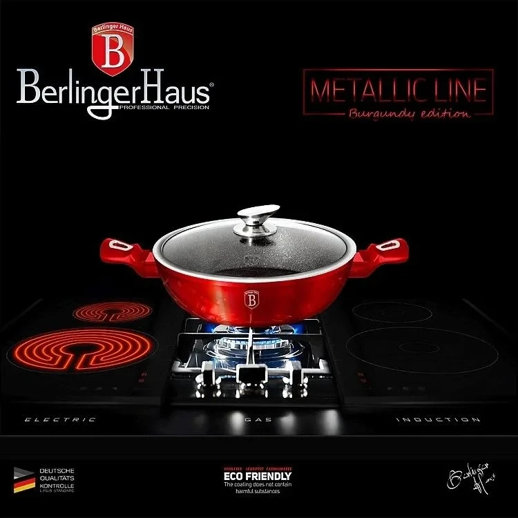 BH-1264N - Žemas granitinis puodas 32 cm 4,9 l Berlinger Haus Burgundy Line
