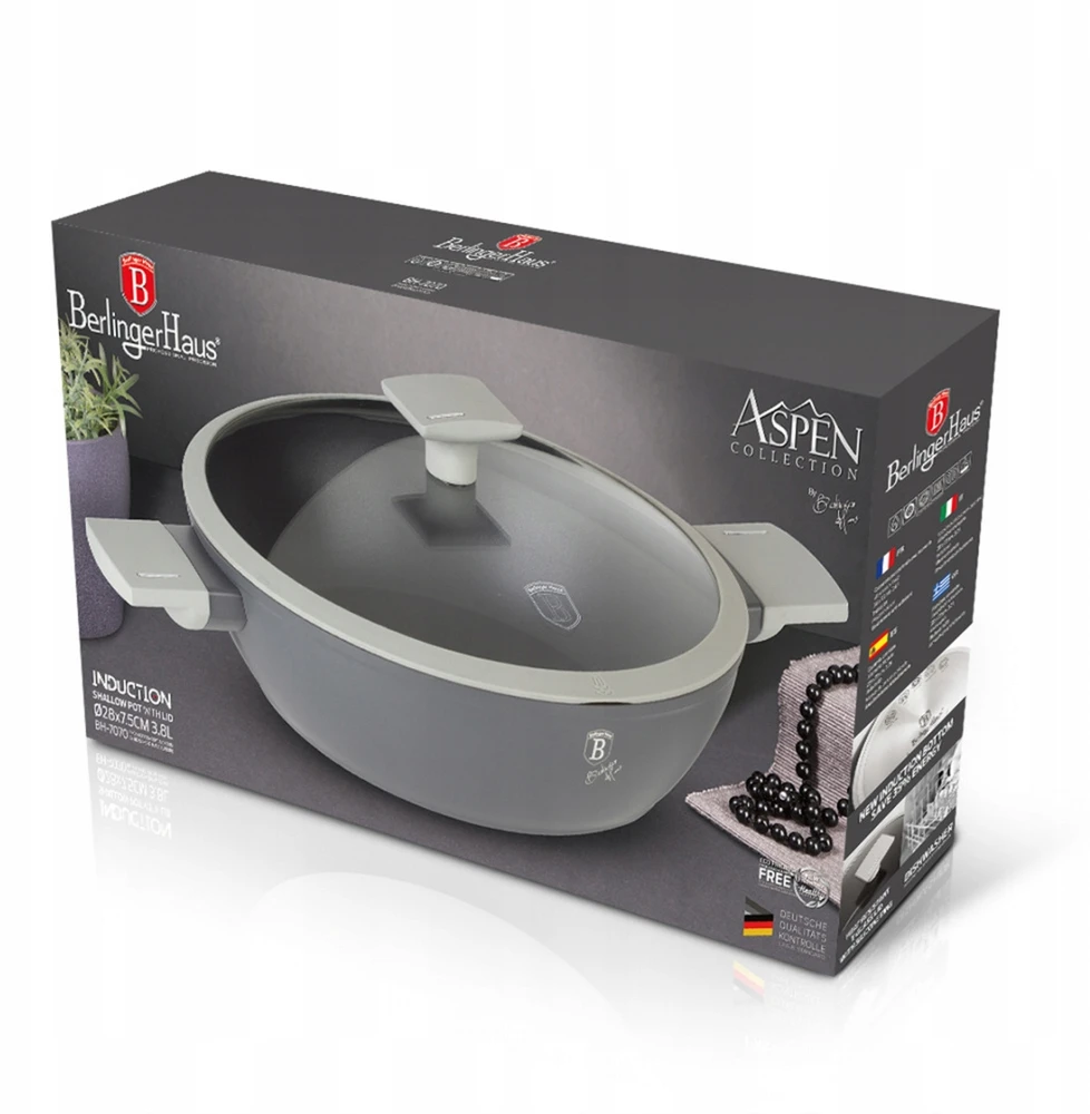 BH-7070 - Plokščias titano puodas 28 cm Berlinger Haus Aspen kolekcija