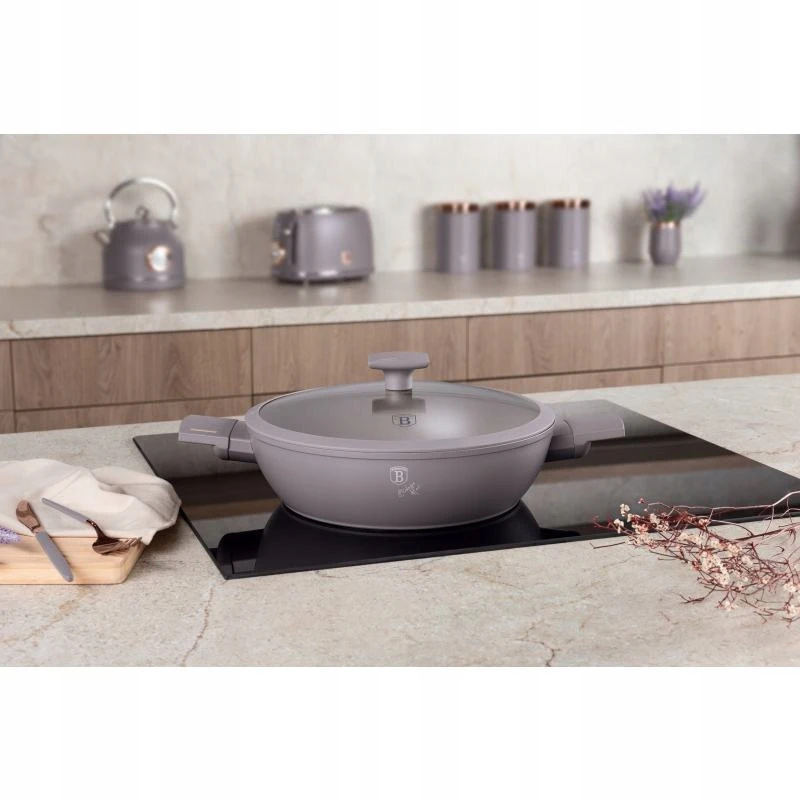 BH-8098 - Plokščias titano puodas 28 cm Berlinger Haus Taupe kolekcija
