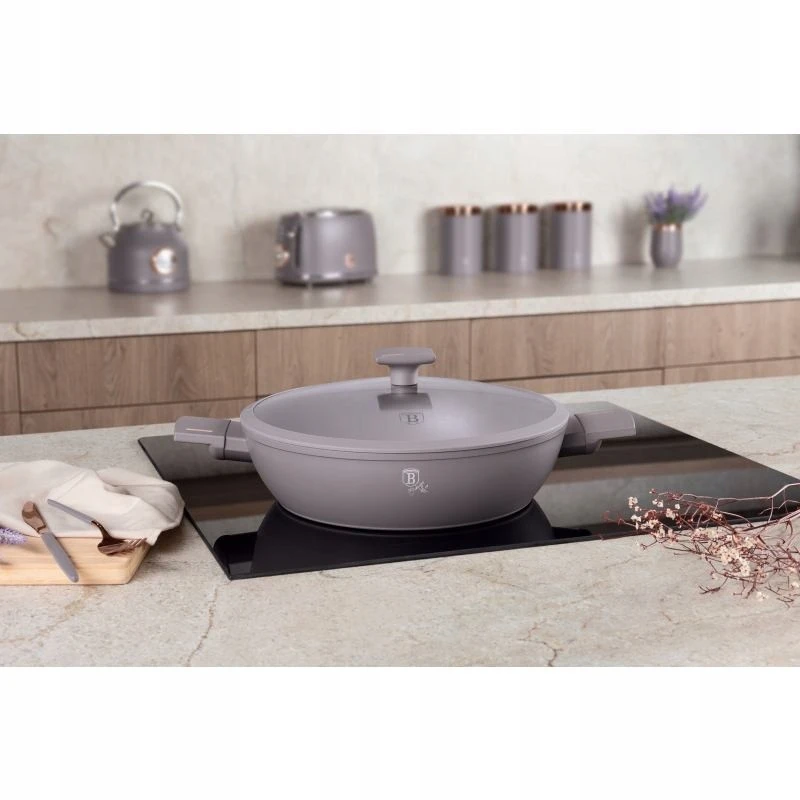 BH-8099 - Plokščias titano puodas 30 cm Berlinger Haus Taupe kolekcija