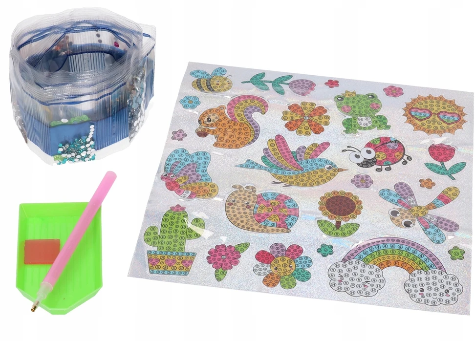 Biały Deimantiniai paveikslai GYVŪNAI gėlės, vaivorykštė - DIAMOND EMBROIDERY 5116