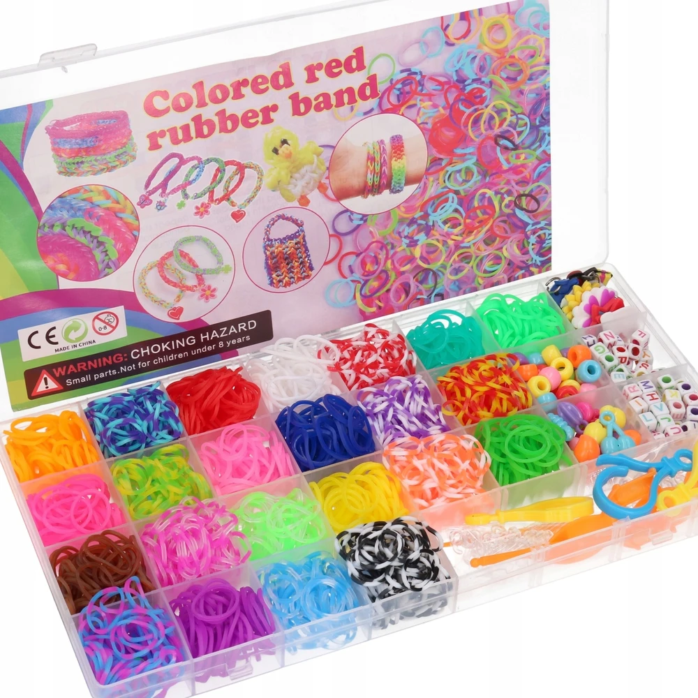 Biały RAINBOW LOOM BANDS, stebuklingos guminės juostos karoliukų pynimui MEGA SET 5057