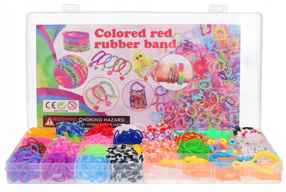 Biały RAINBOW LOOM BANDS, stebuklingos guminės juostos karoliukų pynimui MEGA SET 5057