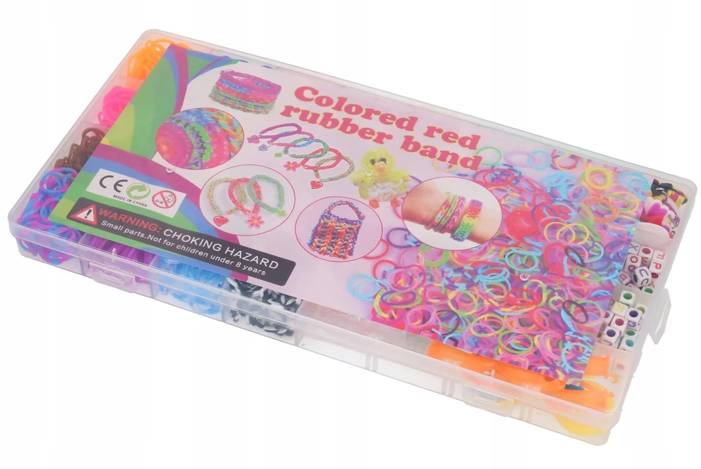 Biały RAINBOW LOOM BANDS, stebuklingos guminės juostos karoliukų pynimui MEGA SET 5057