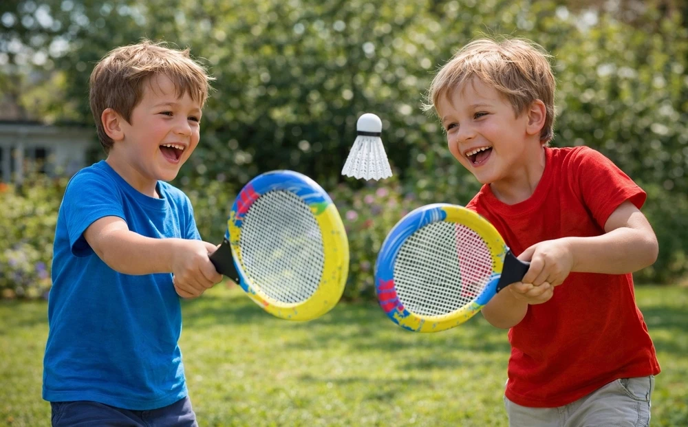 Biały Žaidimo BADMINTON rakečių rinkinys kitoje 4007 versijoje
