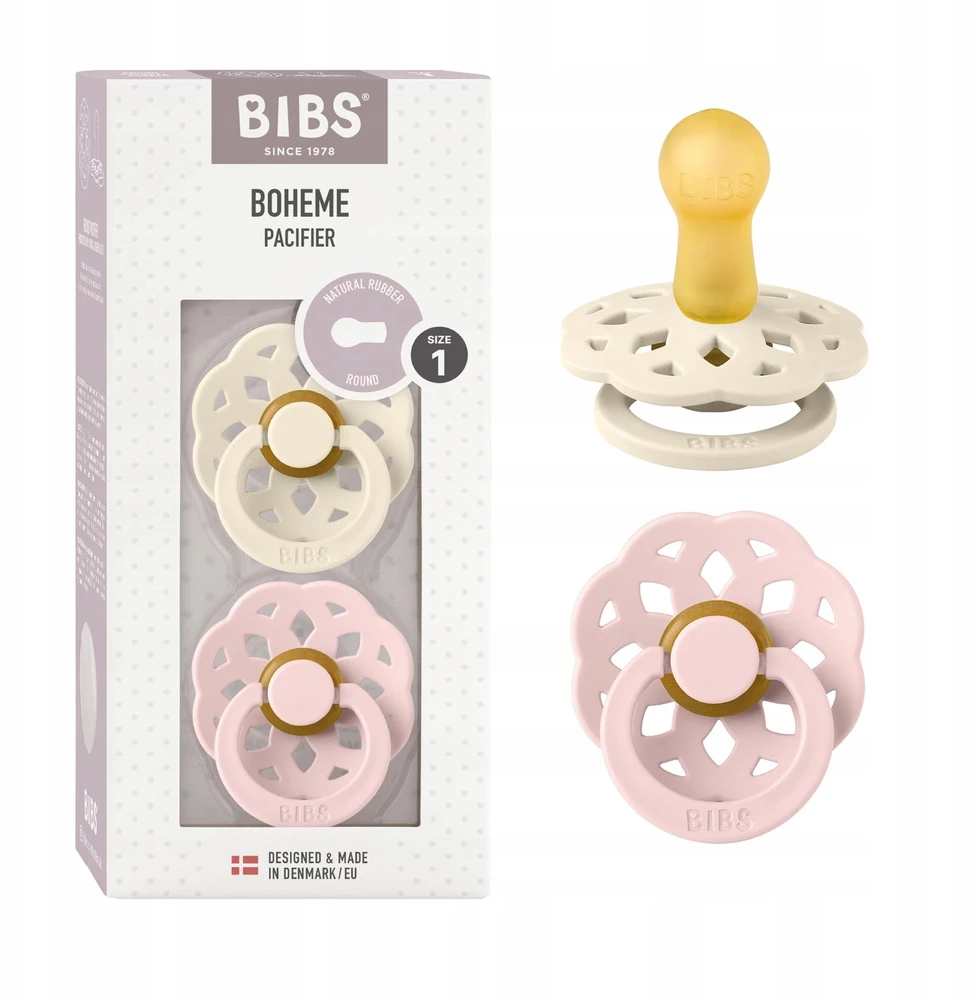 BIBS 0-6 mėn. čiulptukai BOHEME, 2 vnt., Ivory/Blossom