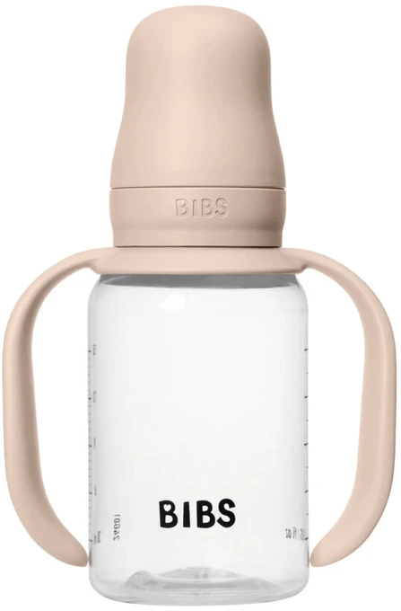 BIBS - 1x Buteliukas nuo pilvo dieglių su silikoniniu žindeliu, rožinis