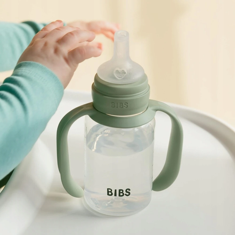 BIBS - 1x Buteliukas nuo pilvo dieglių su silikoniniu žindeliu, rožinis