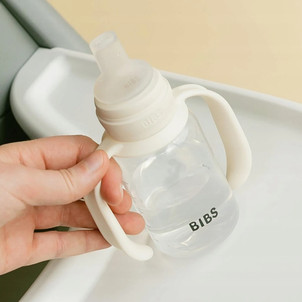BIBS - 1x Buteliukas nuo pilvo dieglių su silikoniniu žindeliu, rožinis