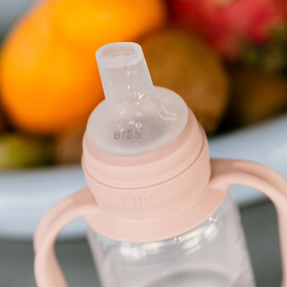 BIBS - 1x Buteliukas nuo pilvo dieglių su silikoniniu žindeliu, rožinis