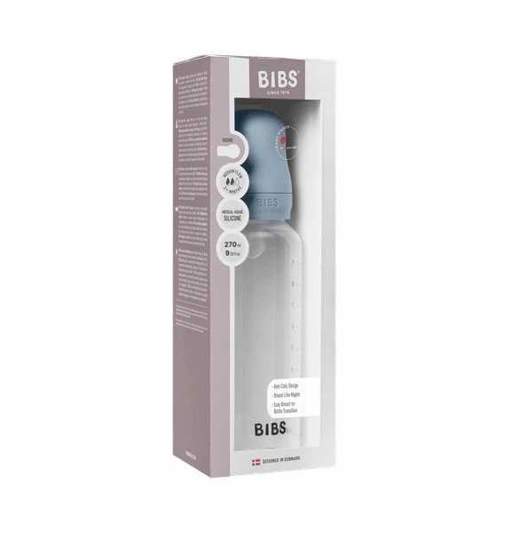 BIBS BABY BOTTLE buteliukas - 1x plastikinis buteliukas nuo pilvo dieglių, silikonas, 270ml
