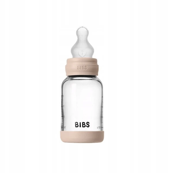 BIBS BABY BOTTLE buteliukas - 1x stiklinis buteliukas 100% hipoalerginis silikonas, 120m