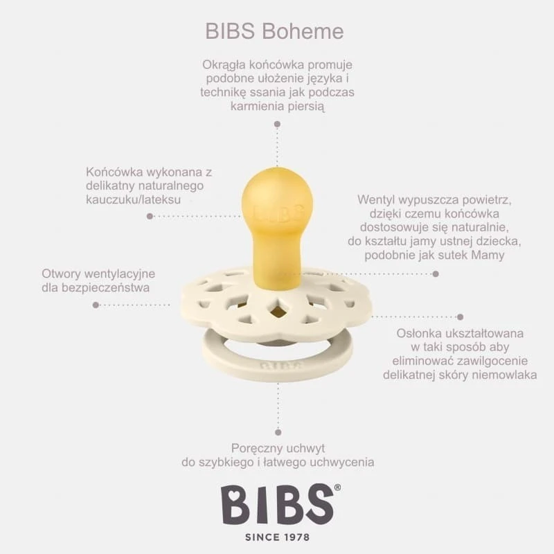 BIBS BOHEME - 2x vyšninis čiulptukas, natūrali guma, ruda, 6m+