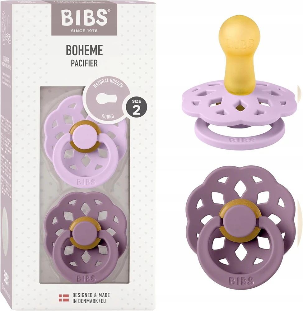 BIBS čiulptukų rinkinys 2 dydis (6 - 18 mėn.) Boheme Blossom/Dusky Lilac