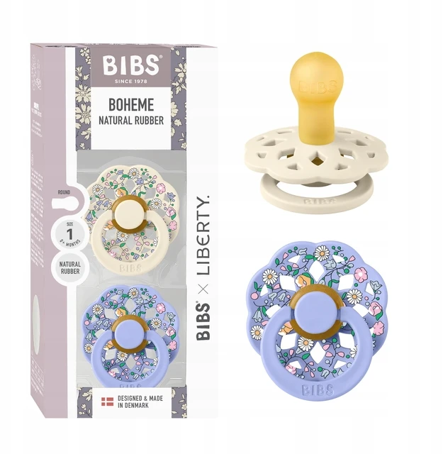 BIBS Boheme Liberty čiulptukas kūdikiui 2 vnt Round 0m+ Ivory/ Hush