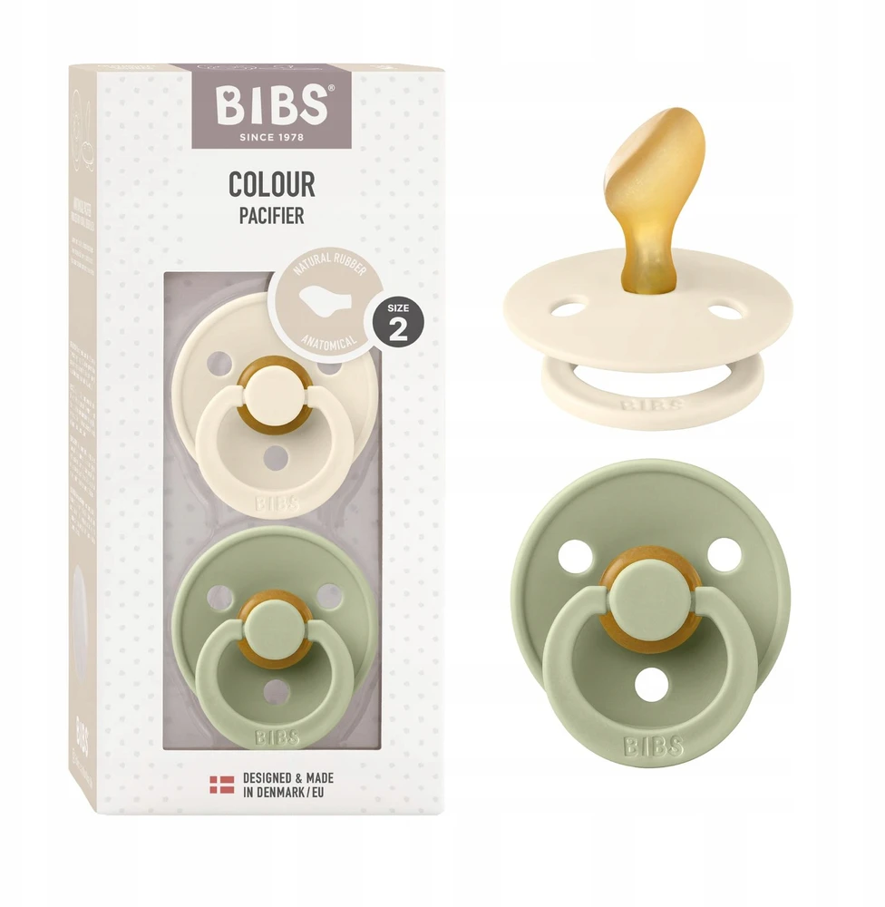 BIBS Color anatominis kūdikių čiulptukas 2 vnt. RUBBER 6 m+ Ivory&Sage