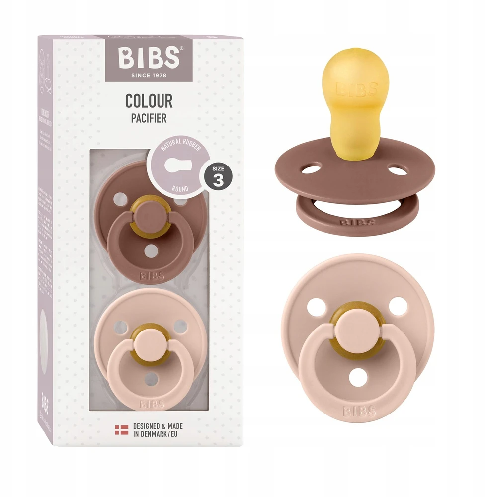 BIBS Color apvalus čiulptukas kūdikiui, 2 vnt. 18 m+ Dusty Woodchuck&Blush