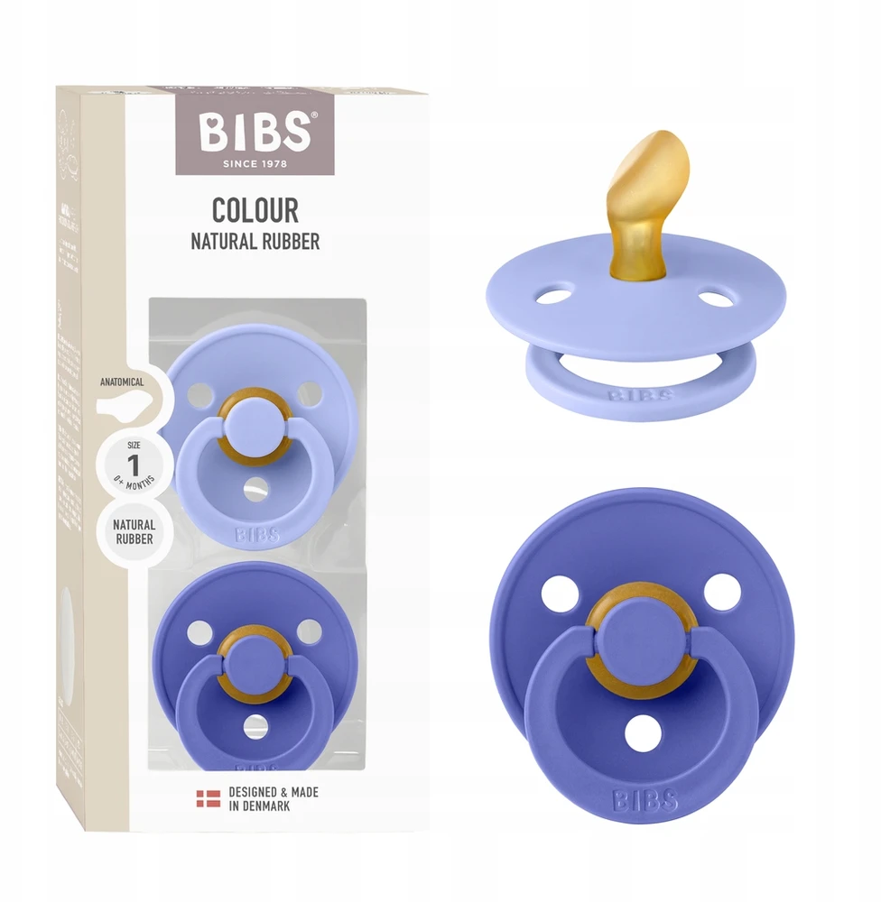 BIBS Color vaikiškas čiulptukas 2 vnt. Anatominis plokščias 0m+ Hush / Vynuogė