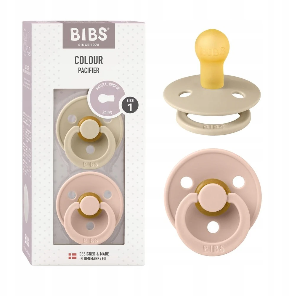 BIBS 0-6 mėn. čiulptukai COLOUR, 2 vnt., Vanilla/Blush