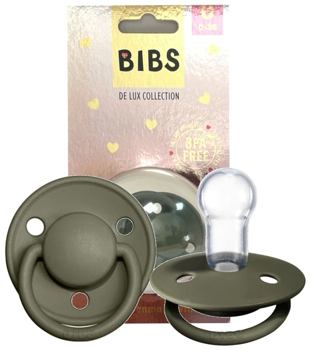 Bibs De Lux Silikoninis čiulptukas, chaki spalvos, 0-36 m