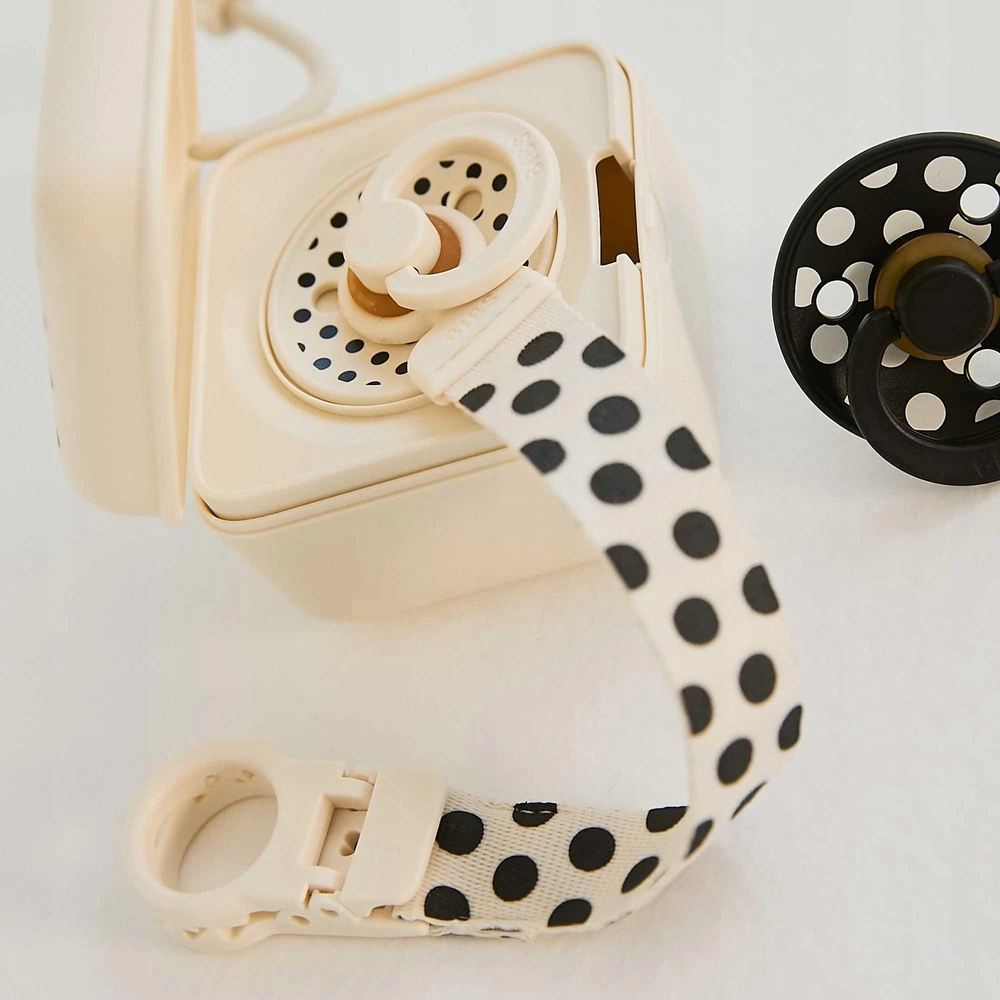 BIBS Loop Polka Dots čiulptuko segtukas 2026 elegantiškas poliesteris 0+ Ivory