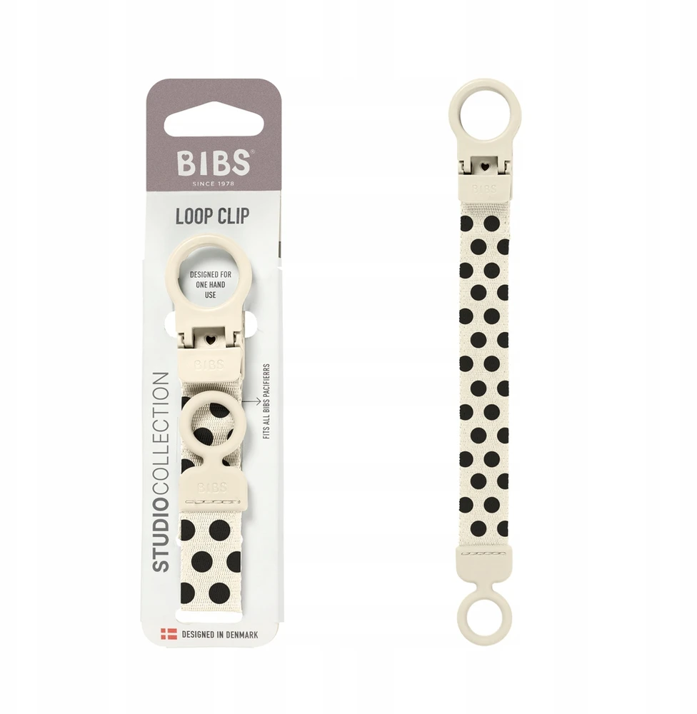 BIBS Loop Polka Dots čiulptuko segtukas 2026 elegantiškas poliesteris 0+ Ivory