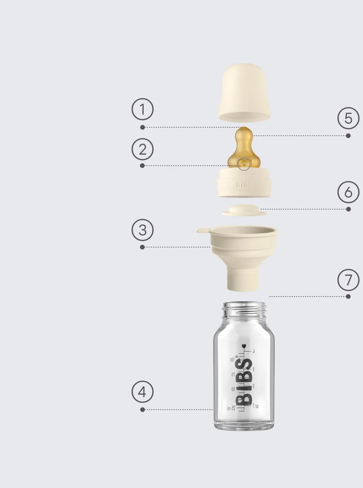 BIBS stiklinis kūdikių buteliukas, nuo pilvo dieglių, be BPA, 225 ml violetinis