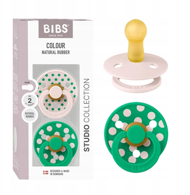 BIBS Studio Polka Dots 2026 kūdikio čiulptukas 2 vnt. 6m+ Žiedlapis / Kaktusas