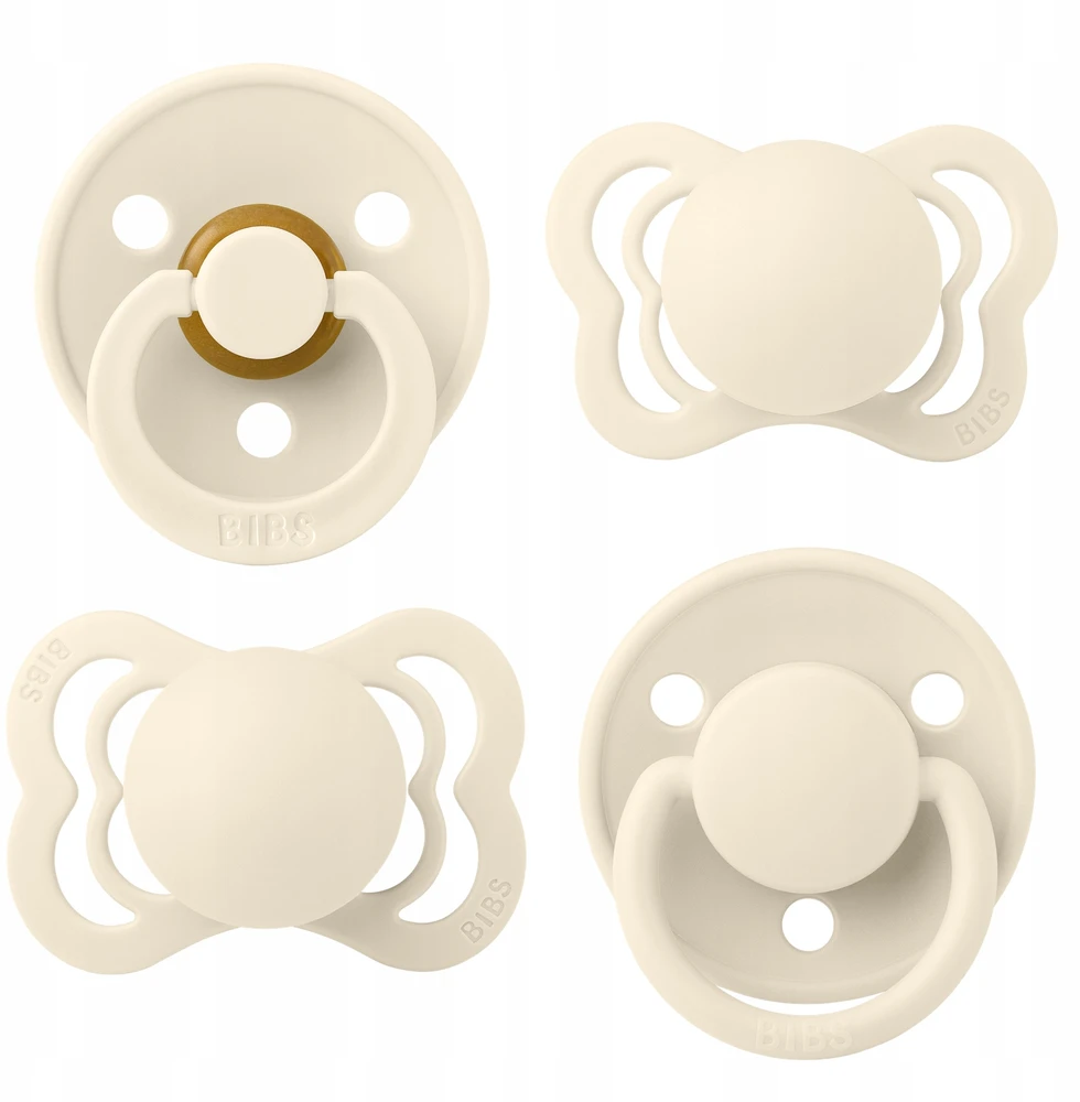 BIBS vaikiški čiulptukai, apvalūs, anatomiški, simetriški, 0m+ Ivory, 4 vnt.