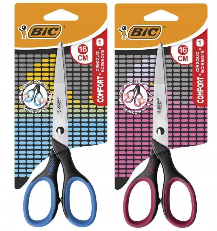 Bic Comfort 16 cm biuro žirklės, raudonos, patogios rankenos