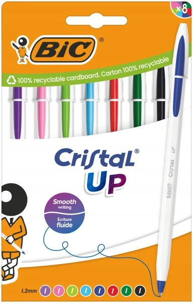 Bic Cristal Up rašikliai, 8 spalvų rinkinys